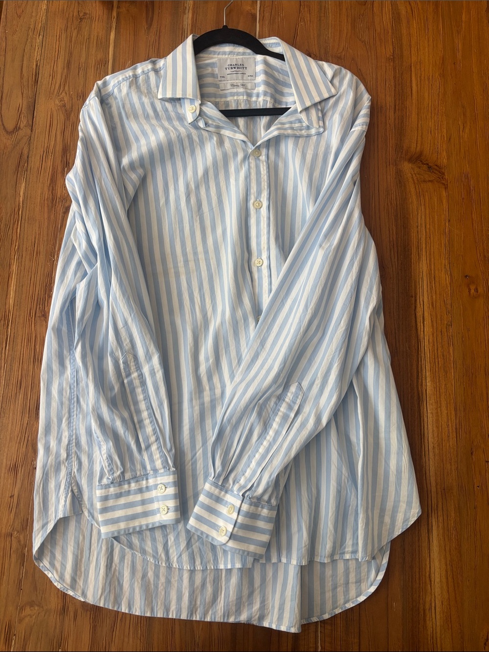 Charles Tyrwhitt Light Blue and White Striped Dress Shirt